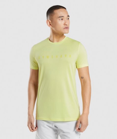 Men's Gymshark Sport Stripe T-Shirts Yellow | NZ 2MEFTU